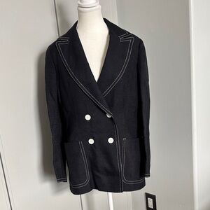 Vintage Harella Women's Black Double-Breasted Blazer